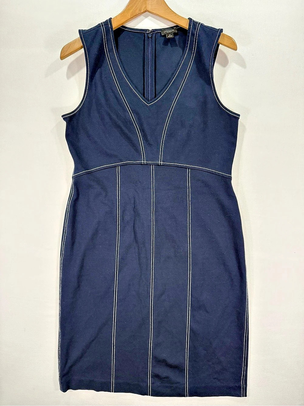 Ann Taylor Blue Contrast Stitch Midi Dress Size 10 and 38 inches long